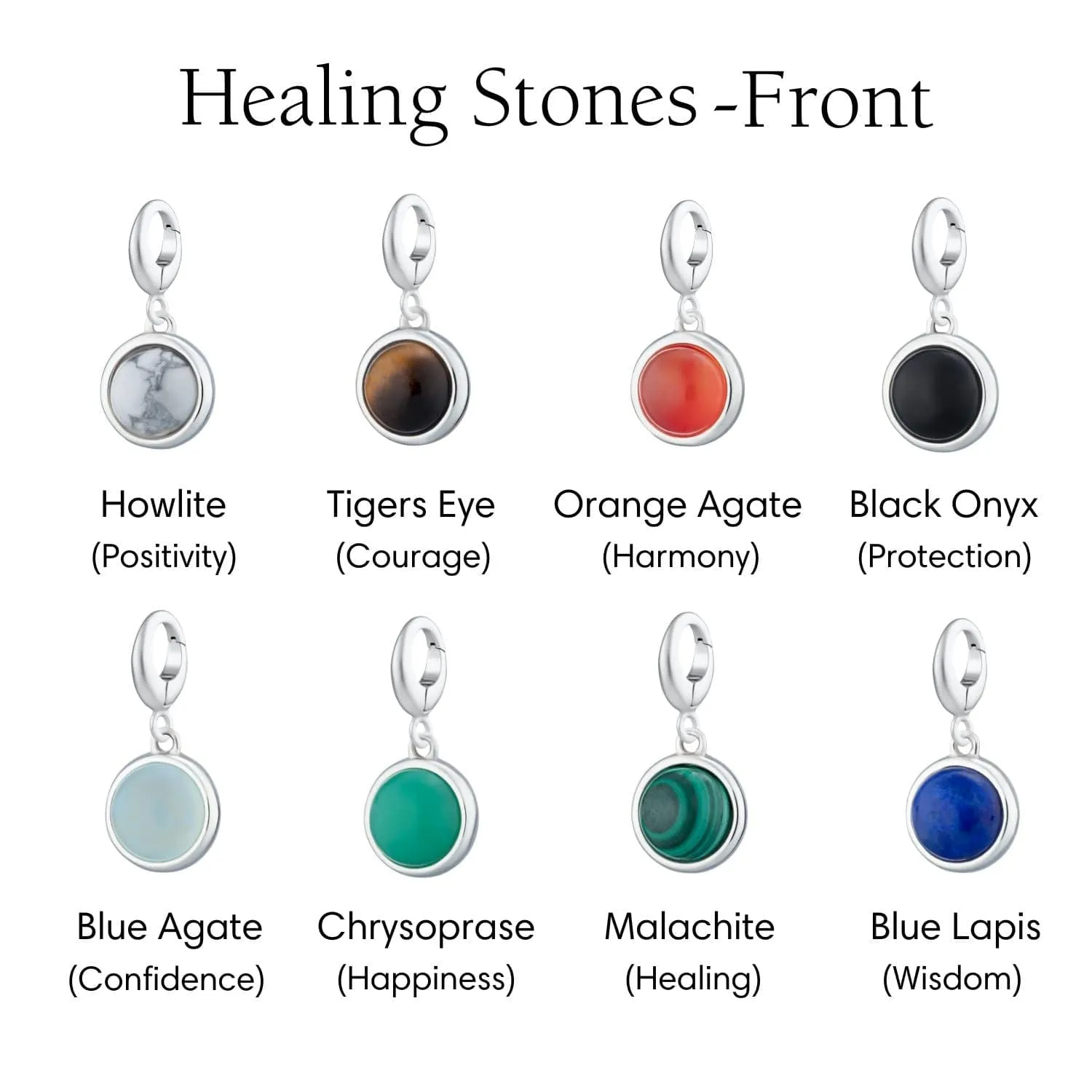 Silver Healing Stone Figaro Charm Bracelet
