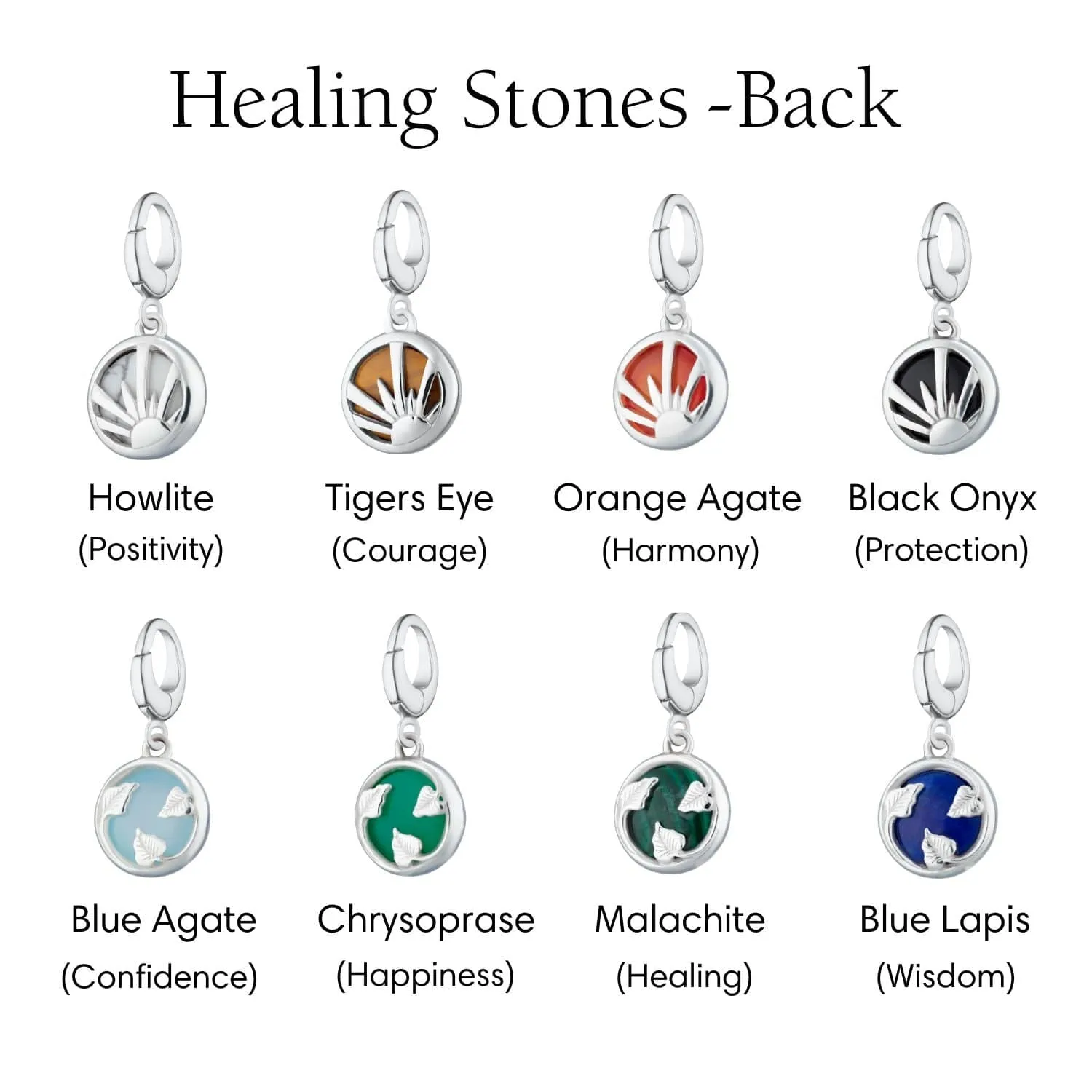 Silver Healing Stone Figaro Charm Bracelet