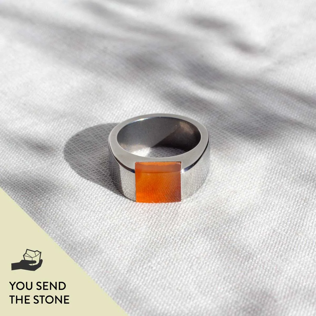 Silver Stainless Steel Signpost Signet Ring - Bring Your Own Stone
