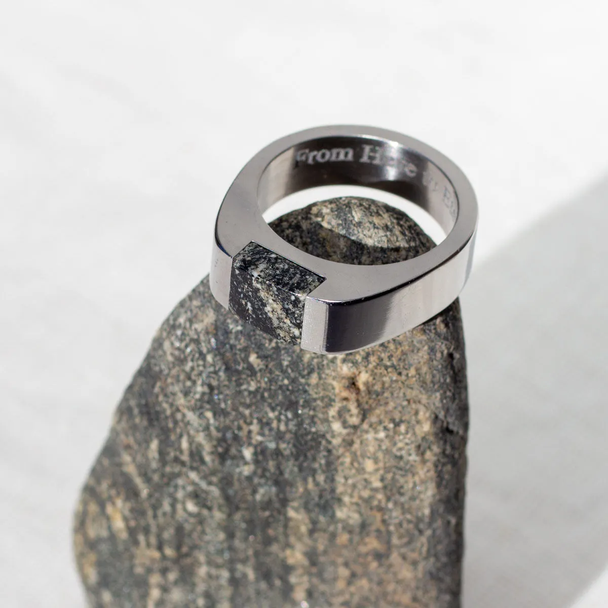 Silver Stainless Steel Signpost Signet Ring - Bring Your Own Stone