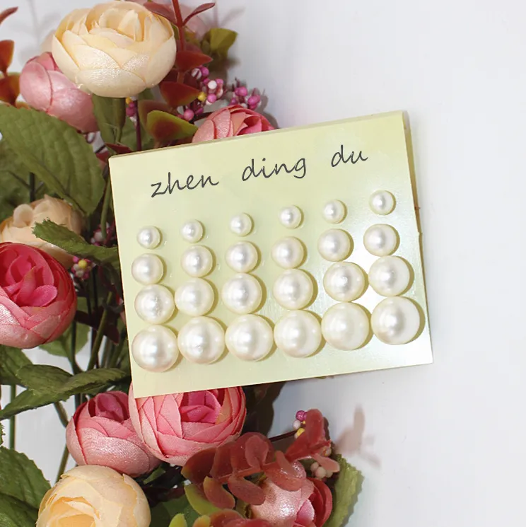 Size pearl row sitting earrings 12 pairs of plates pearl jewelry