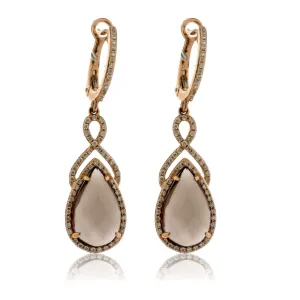 Smokey Quartz and Diamond Accented Dangle Earrings