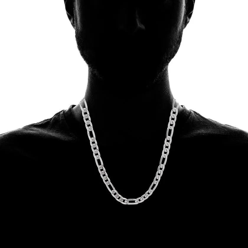 Stainless Steel Figaro Chain and Bracelet Set for Men