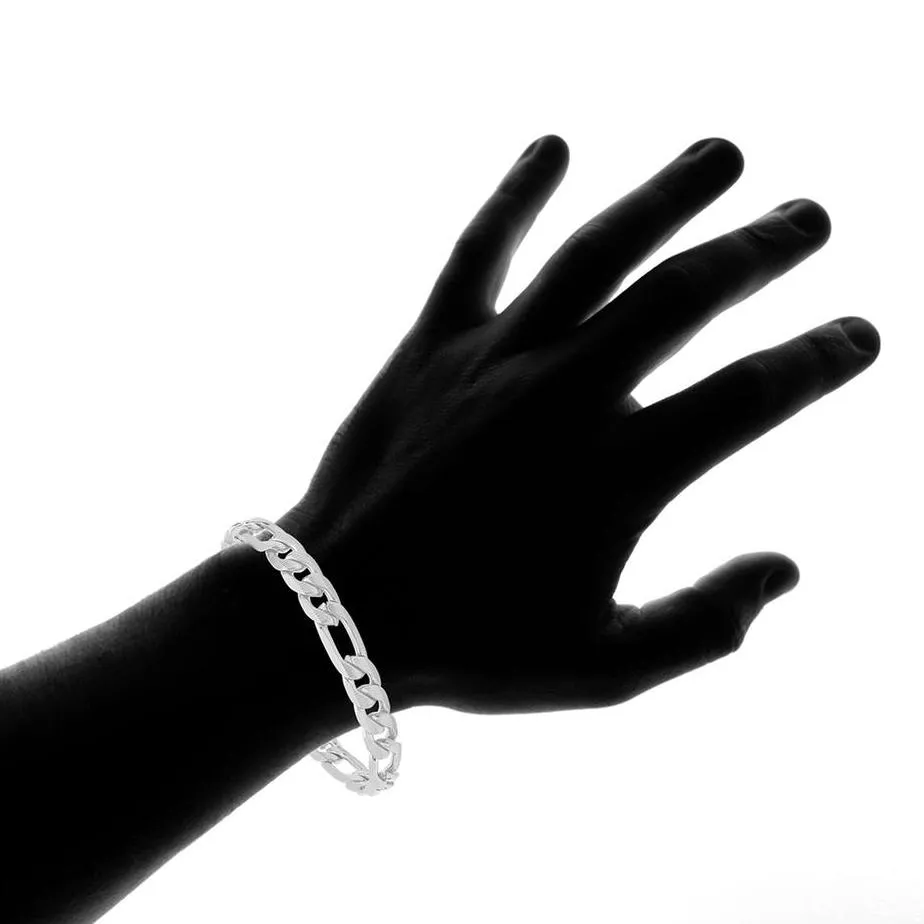Stainless Steel Figaro Chain and Bracelet Set for Men