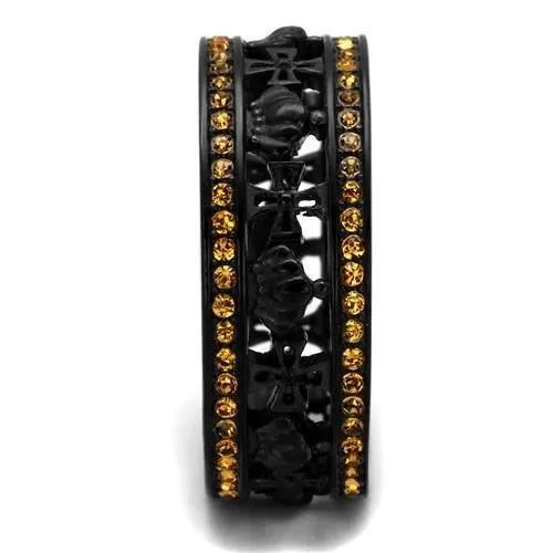 Stainless Steel Ring Top GRD Crystal Topaz TK2204 for Women Style BlackIon
