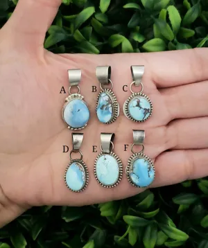 Stamped Sterling Silver Genuine Golden Hills Turquoise Stone Pendants