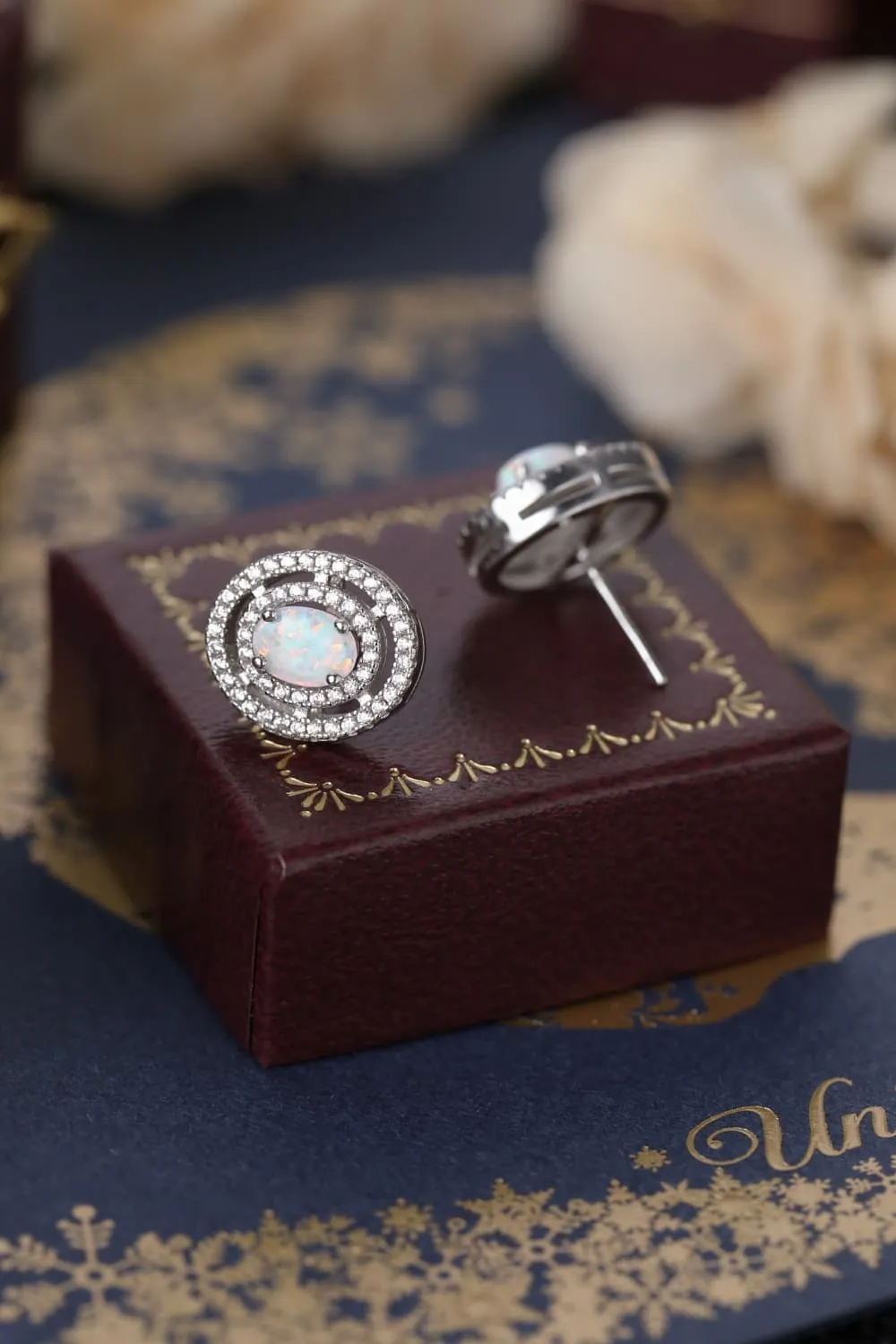 Sterling Silver Opal Round Stud Earrings