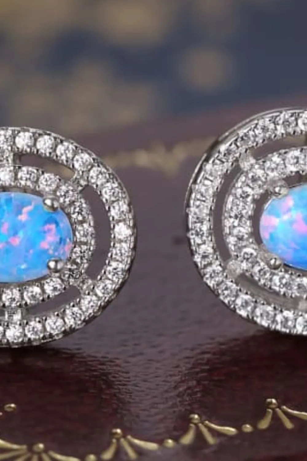 Sterling Silver Opal Round Stud Earrings