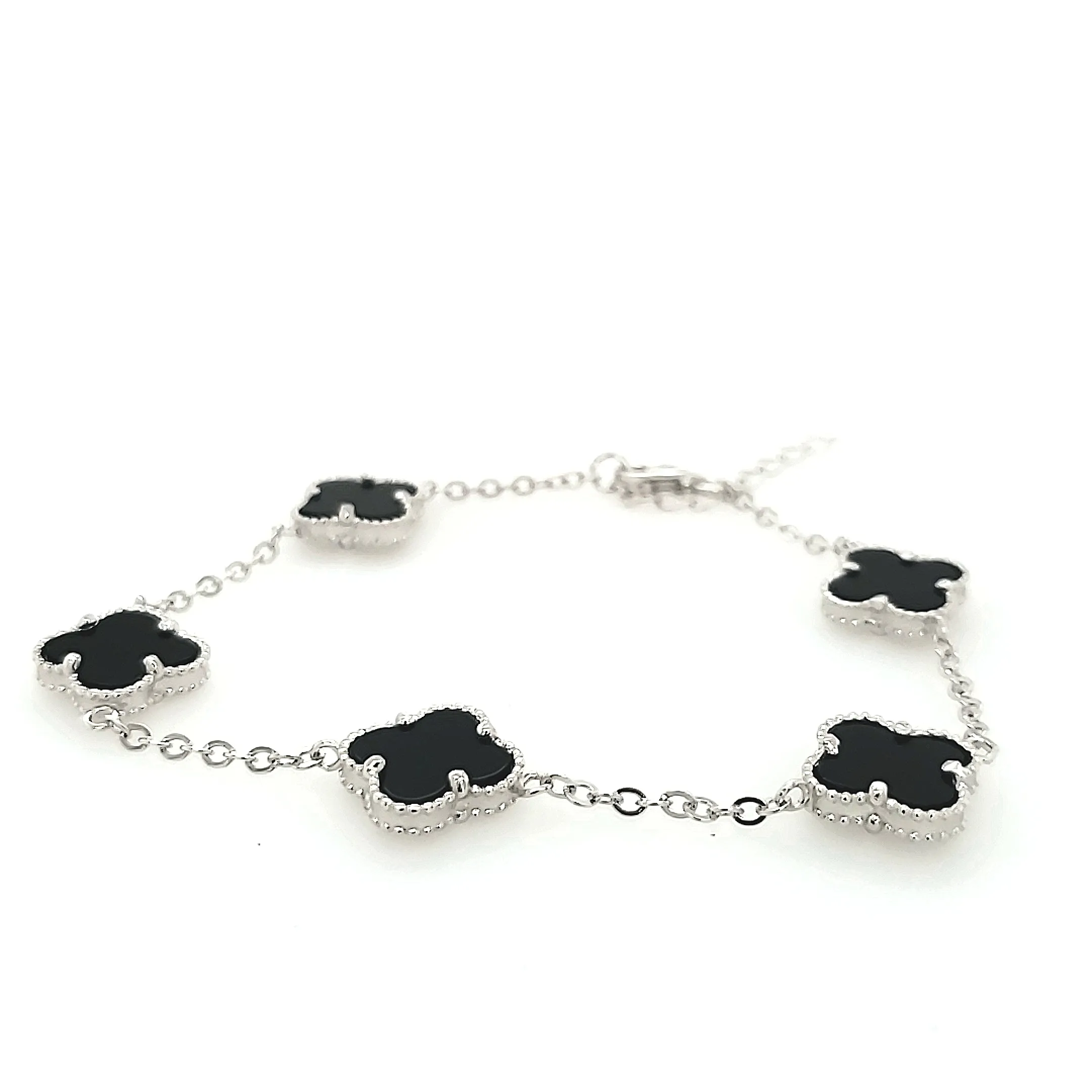 Sterling Silver Small Five Clover Bracelet