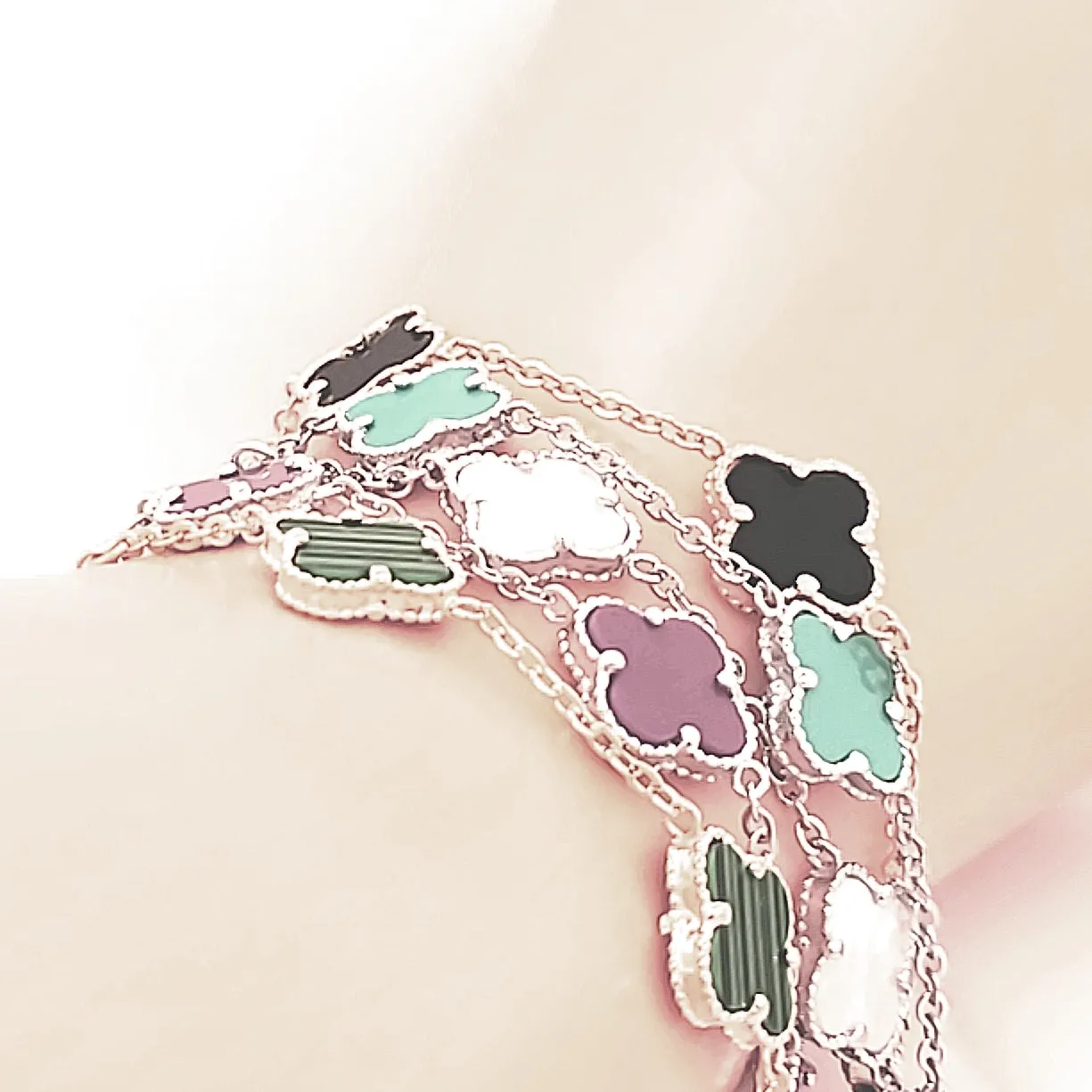 Sterling Silver Small Five Clover Bracelet