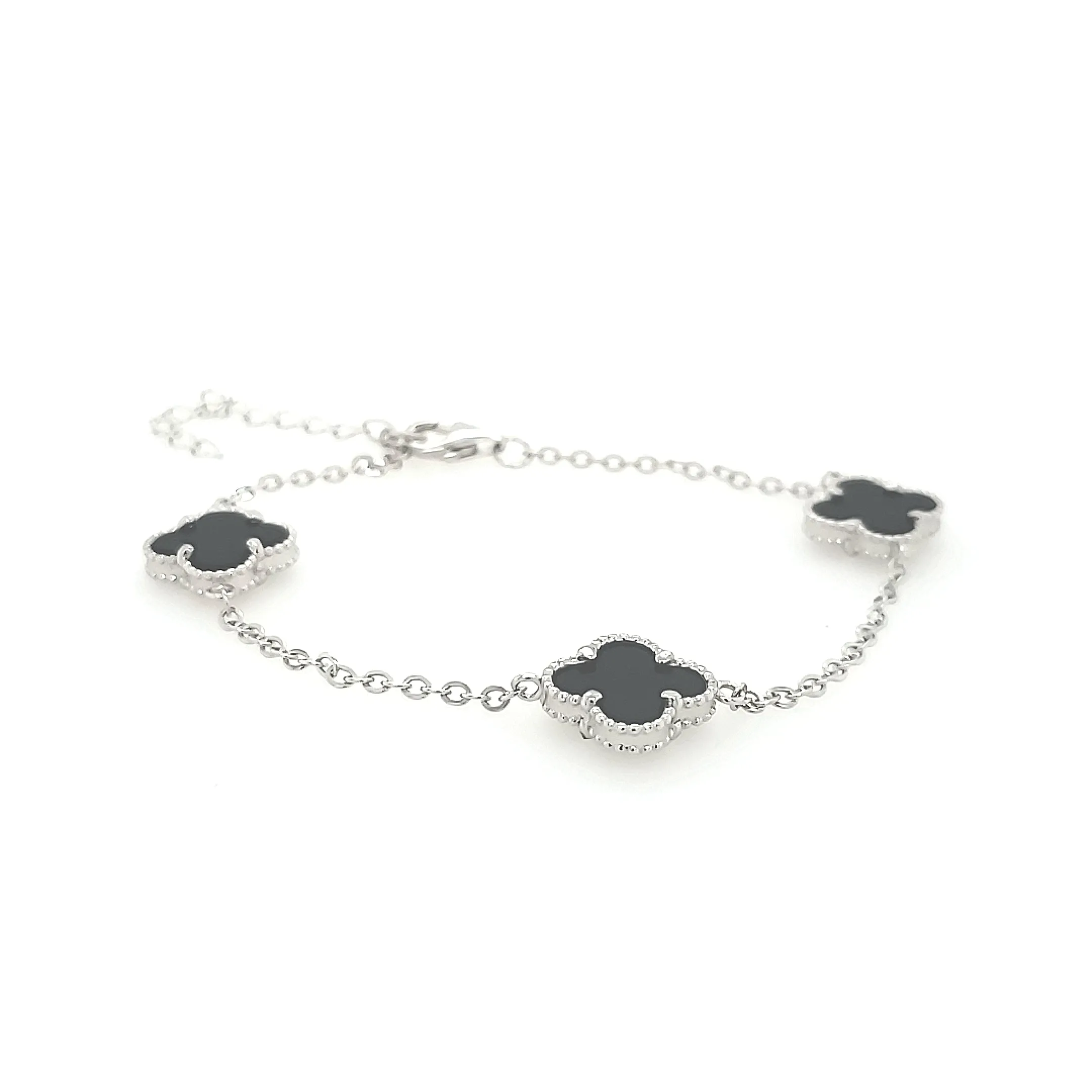 Sterling Silver Small Three Clover Bracelet