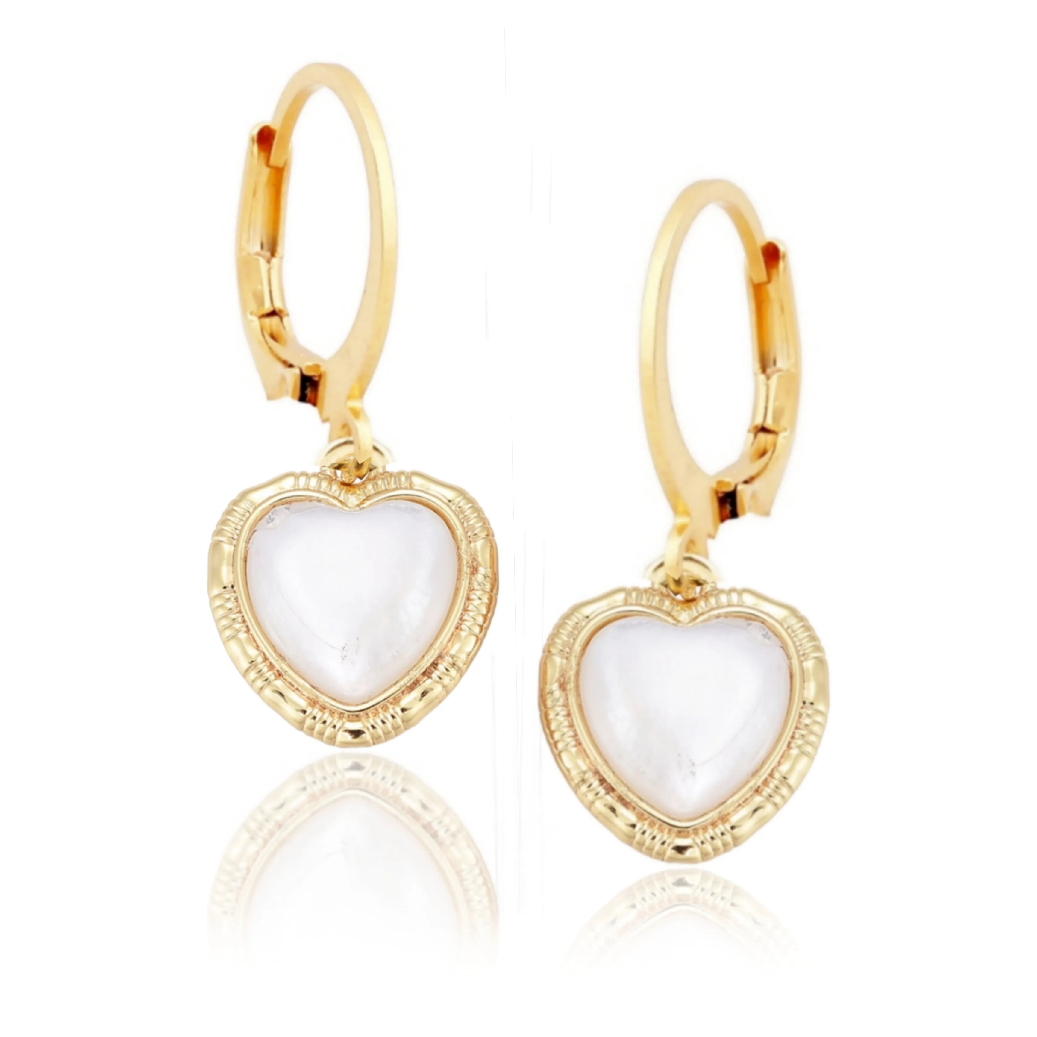 Surgical Steel Mother of Pearl Heart Earrings