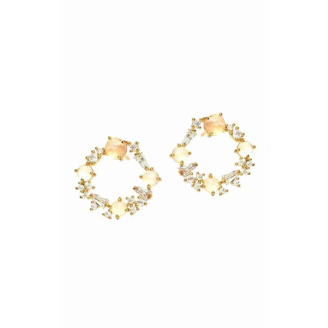 TAI ROSE QUARTZ FLORAL WREATH EARRING