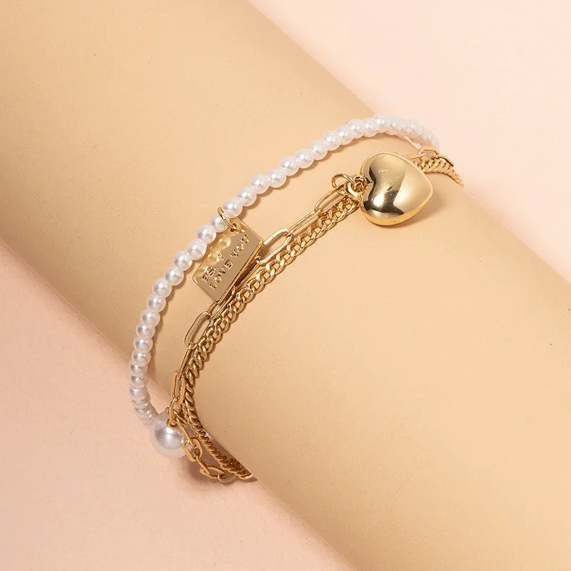 Three Layer Love Pearl Bracelet