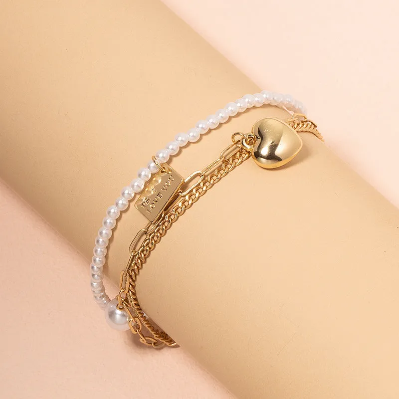 Three Layer Love Pearl Bracelet