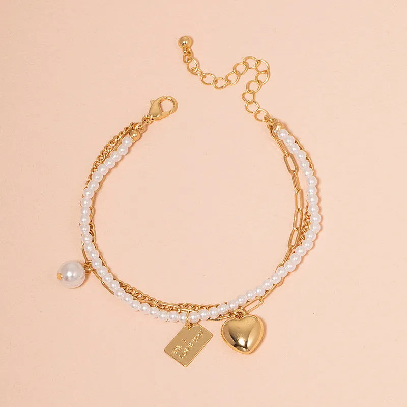 Three Layer Love Pearl Bracelet