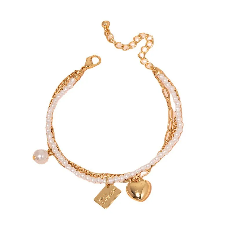 Three Layer Love Pearl Bracelet