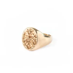 Tiffany & Co., 14K Yellow Gold Signet Ring with Crest Intaglio, Circa 1970s