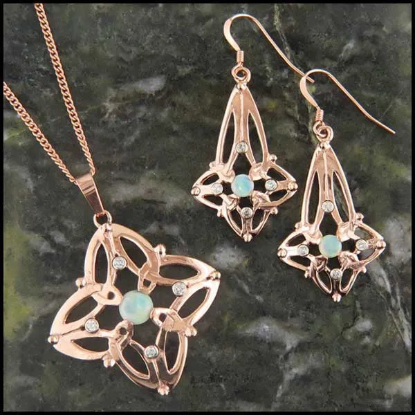 Trinity Star Earrings with Opals and Diamonds in Gold