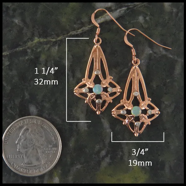 Trinity Star Earrings with Opals and Diamonds in Gold