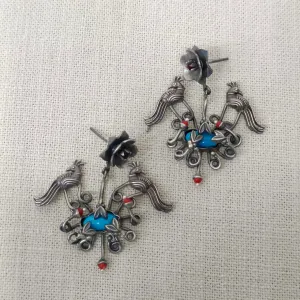 Turquoise Coral Silver Earrings