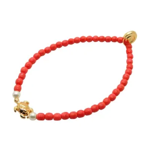Turtle Charm Glass Bead Bracelet