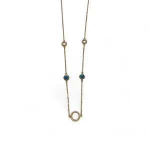 Vernus | Ponza Necklace | Turquoise Cz & White Cz | Gold Plated 925 Silver
