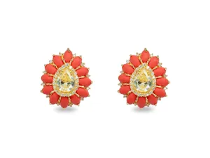 Victorian Canary CZ & Coral Earrings