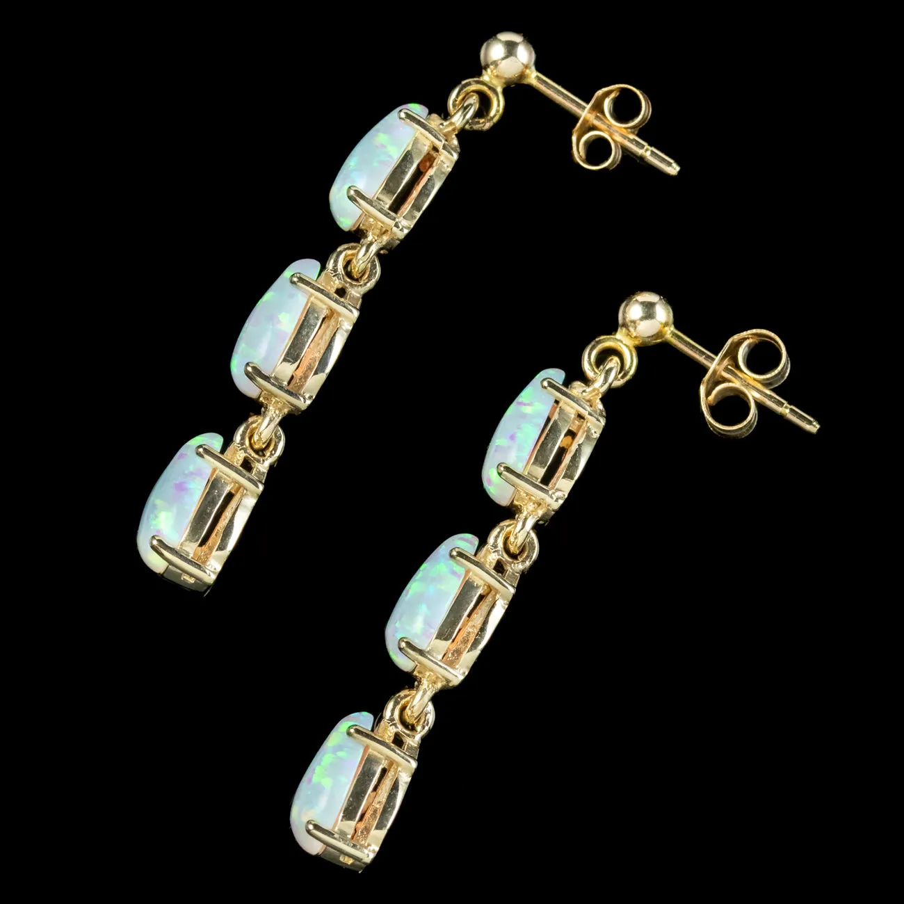 Victorian Style Opal Drop Earrings 9ct Gold