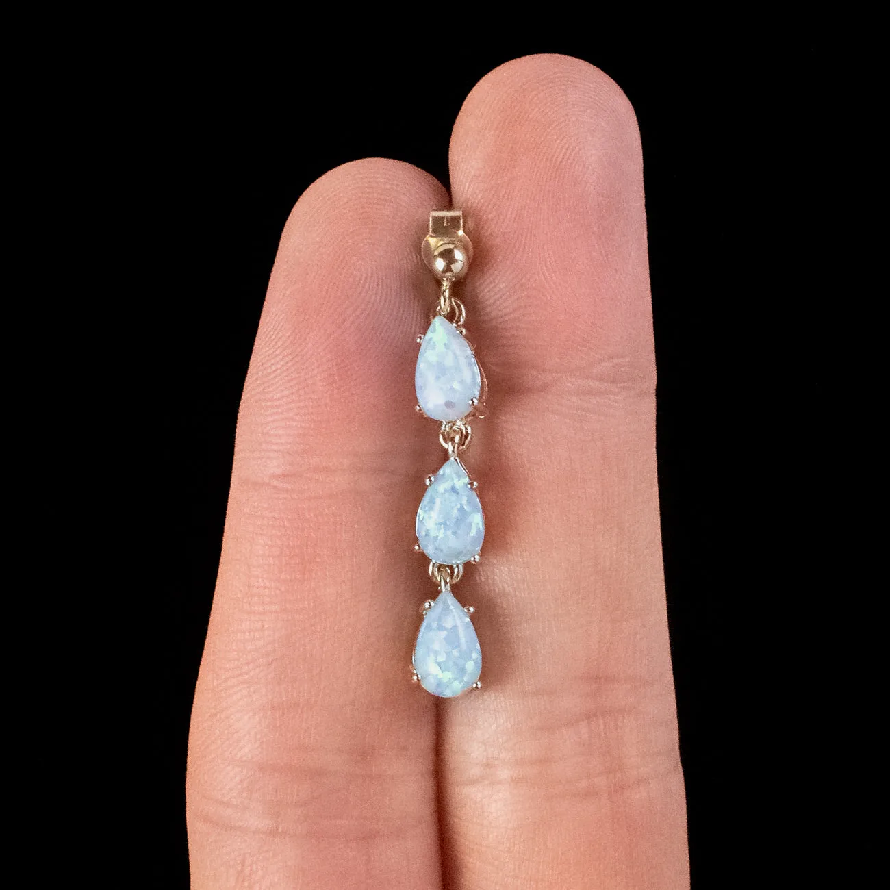 Victorian Style Opal Drop Earrings 9ct Gold