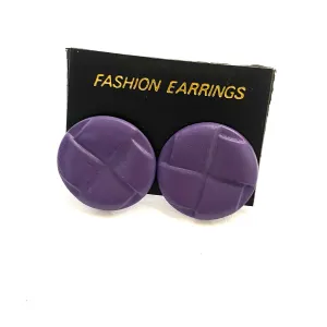 Violet Enamel Circle Studs - Kooky Deadstock Earrings *Final Sale