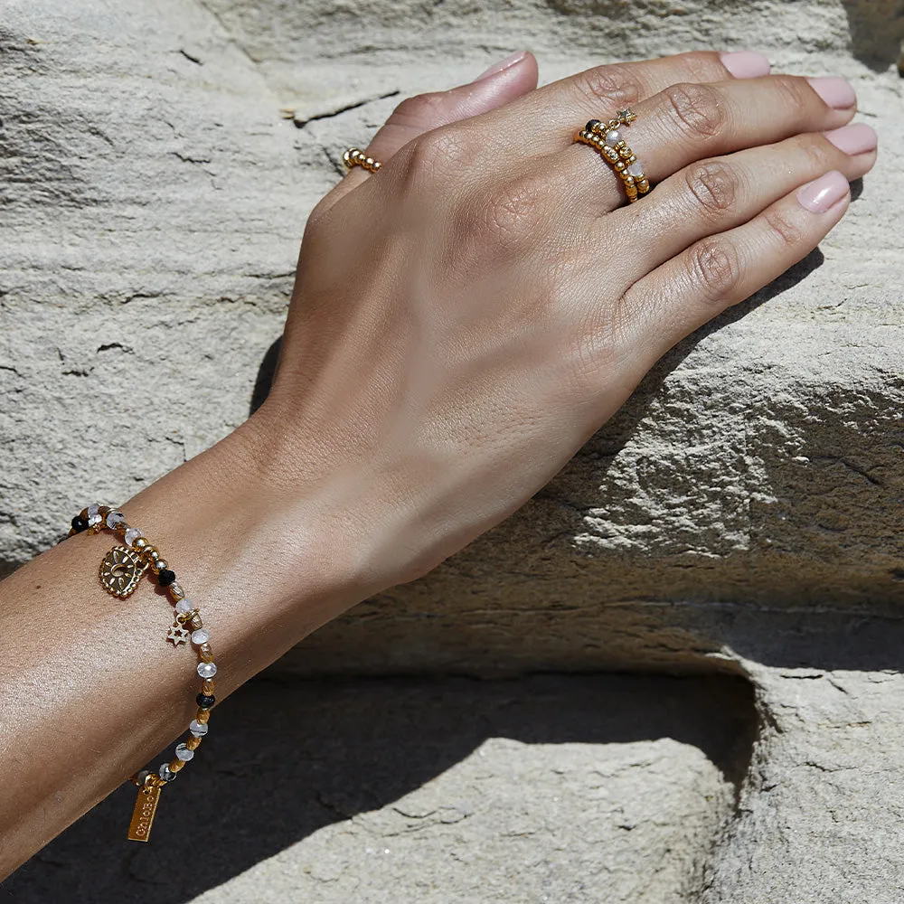 Visionary Black Rutilated Quartz Bracelet - Gold - GBBRQFR40373451