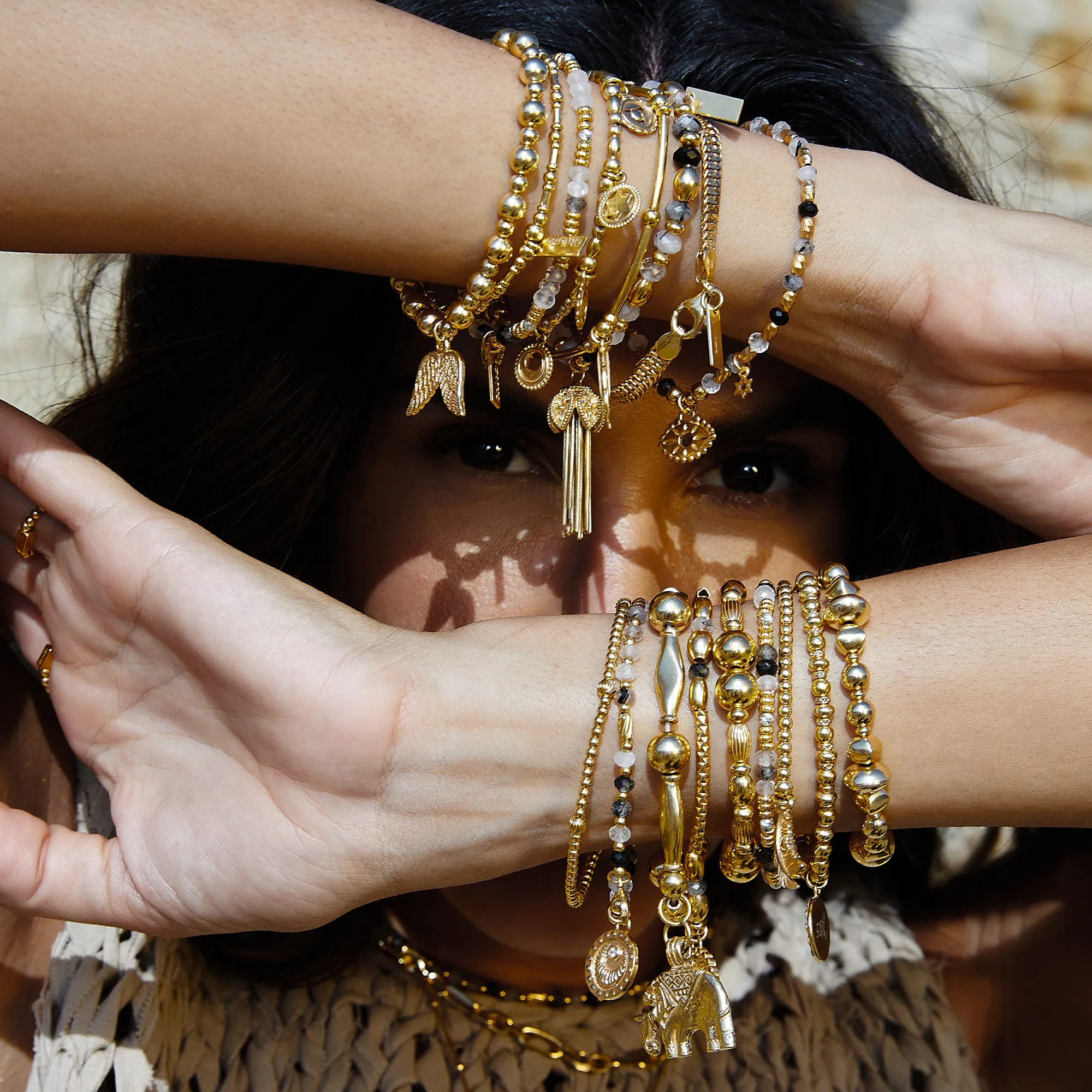 Visionary Black Rutilated Quartz Bracelet - Gold - GBBRQFR40373451
