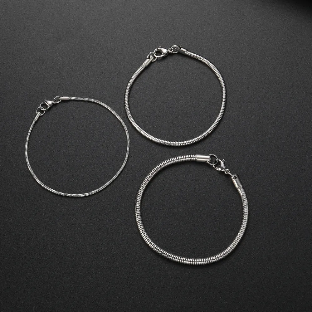 Wholesale Price Width 2/3/4MM 316L Stainless Steel Round Snake Chain Bracelet Fashion Gift Jewelry For Men and Women Top Quality