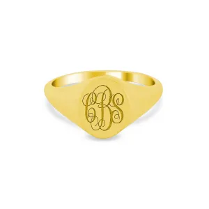 Women's Oval Signet Ring - Extra Small - Laser Engraved Script Monogram