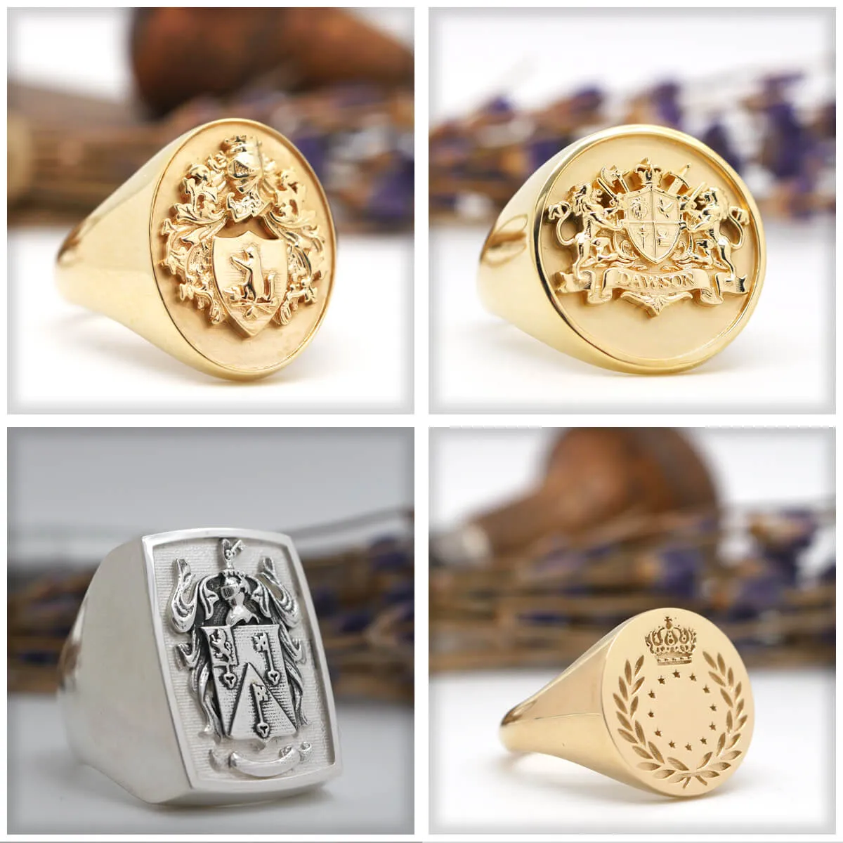 Women's Square Signet Ring - Extra Large - CAD Designed Family Crest / Logo