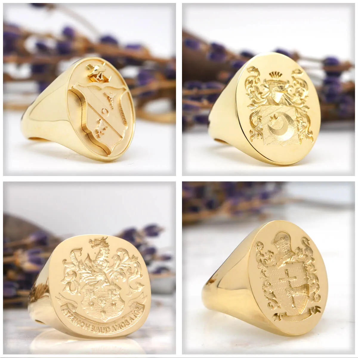 Women's Square Signet Ring - Extra Large - CAD Designed Family Crest / Logo