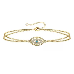 Yellow Chimes Bracelet For Women Multilayered Gold Toned Evil Eye Studded Adjustable Bracelet For Women and Girls