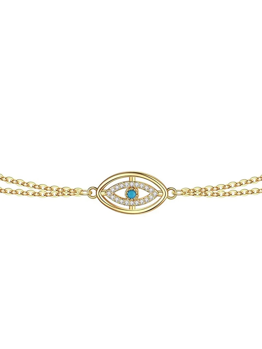 Yellow Chimes Bracelet For Women Multilayered Gold Toned Evil Eye Studded Adjustable Bracelet For Women and Girls