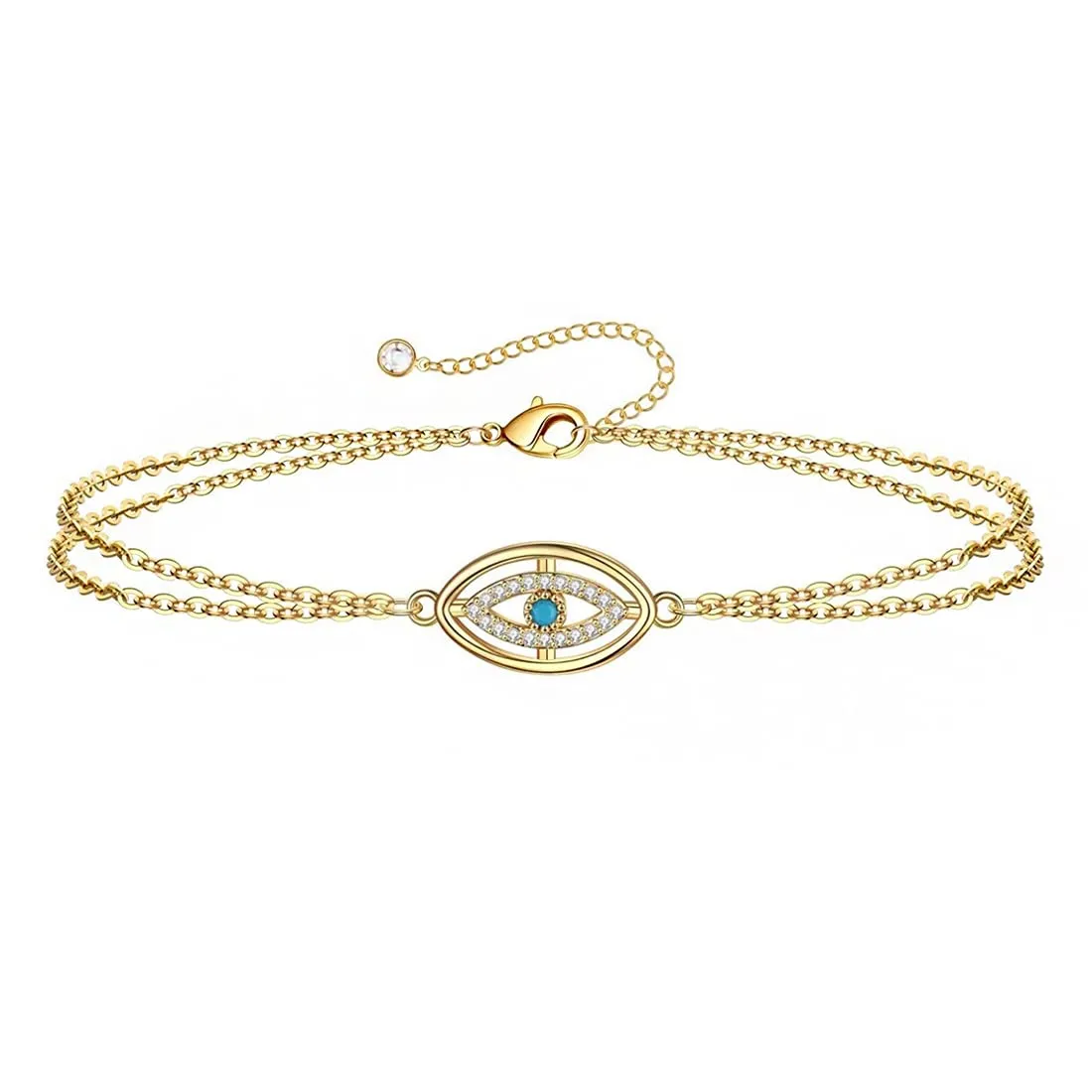 Yellow Chimes Bracelet For Women Multilayered Gold Toned Evil Eye Studded Adjustable Bracelet For Women and Girls