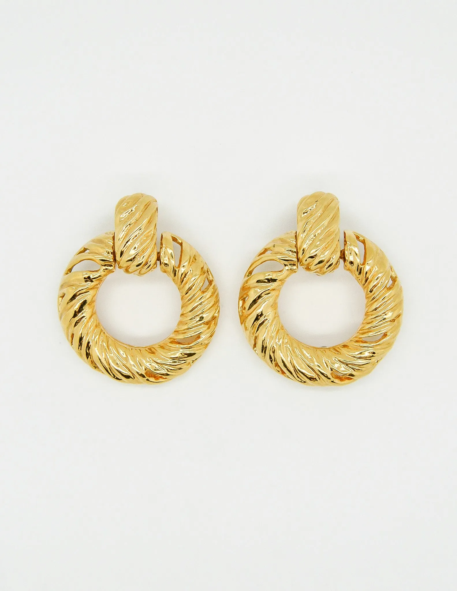 YSL Vintage Gold Dangle Hoop Earrings