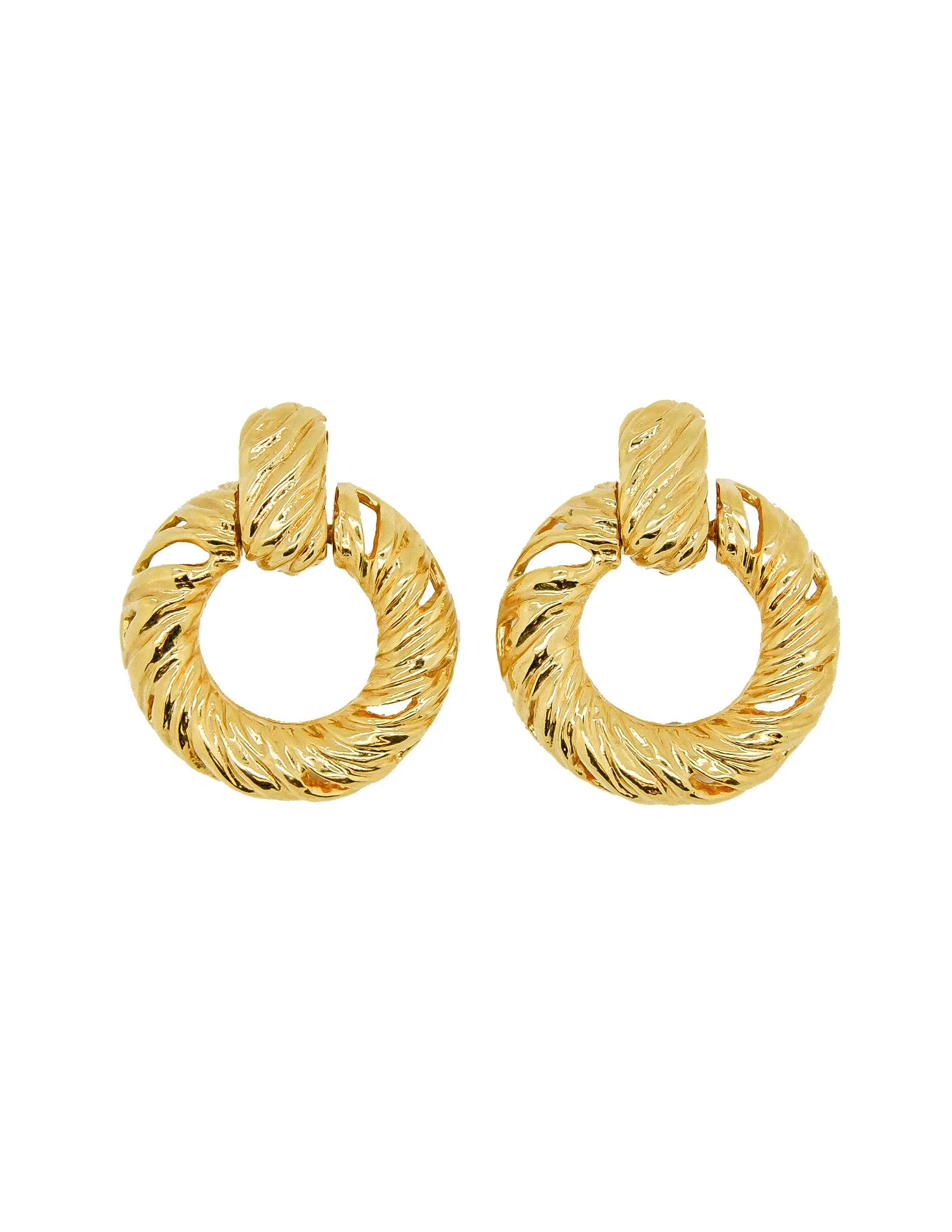 YSL Vintage Gold Dangle Hoop Earrings