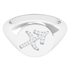 Zircon Sagittarius Zodiac Signet Unisex Ring