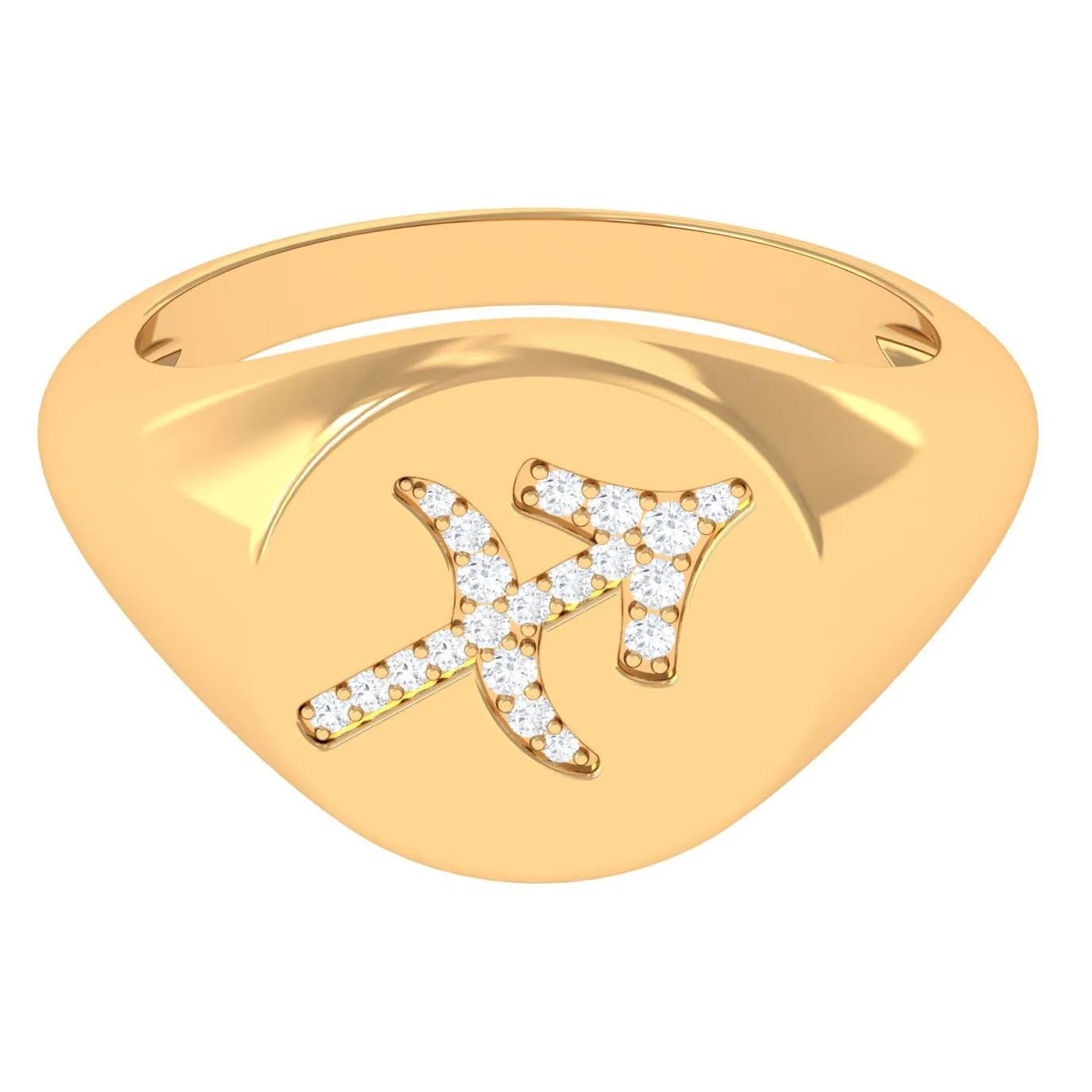 Zircon Sagittarius Zodiac Signet Unisex Ring