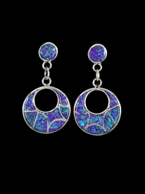 Zuni Sterling Silver Opalite Post Fish Scale Earrings